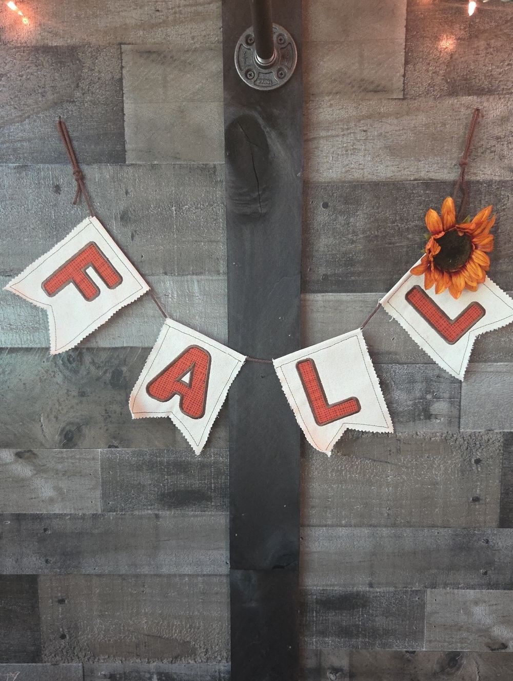 Autumn 'FALL' Banner Garland with Orange Letters and Sunflower
